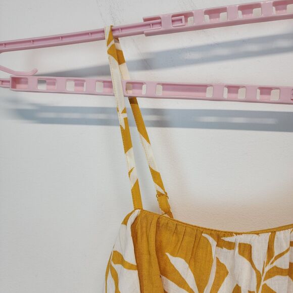 Old Navy Floral Midi Dress Size 2X Yellow One Ruffle Shoulder Tropical Breezy - Picture 7 of 16